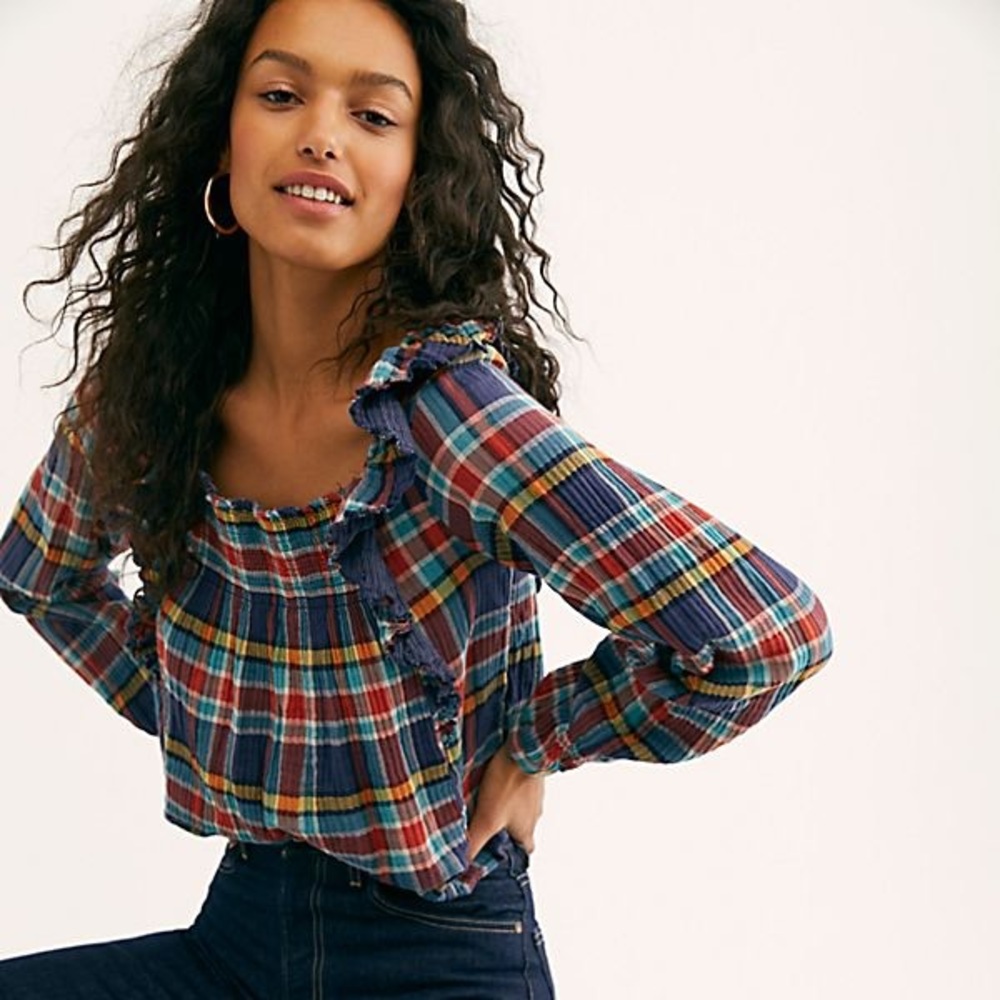 Free People Siena Plaid Pullover